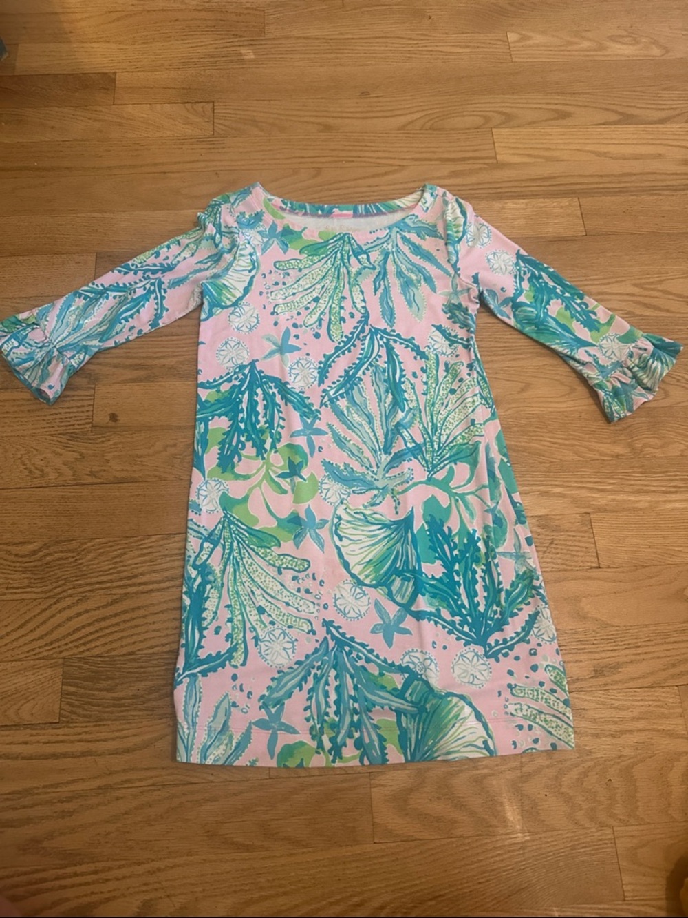Lilly Pulitzer Pink Seafoam Green Blue Printed Kids Dress